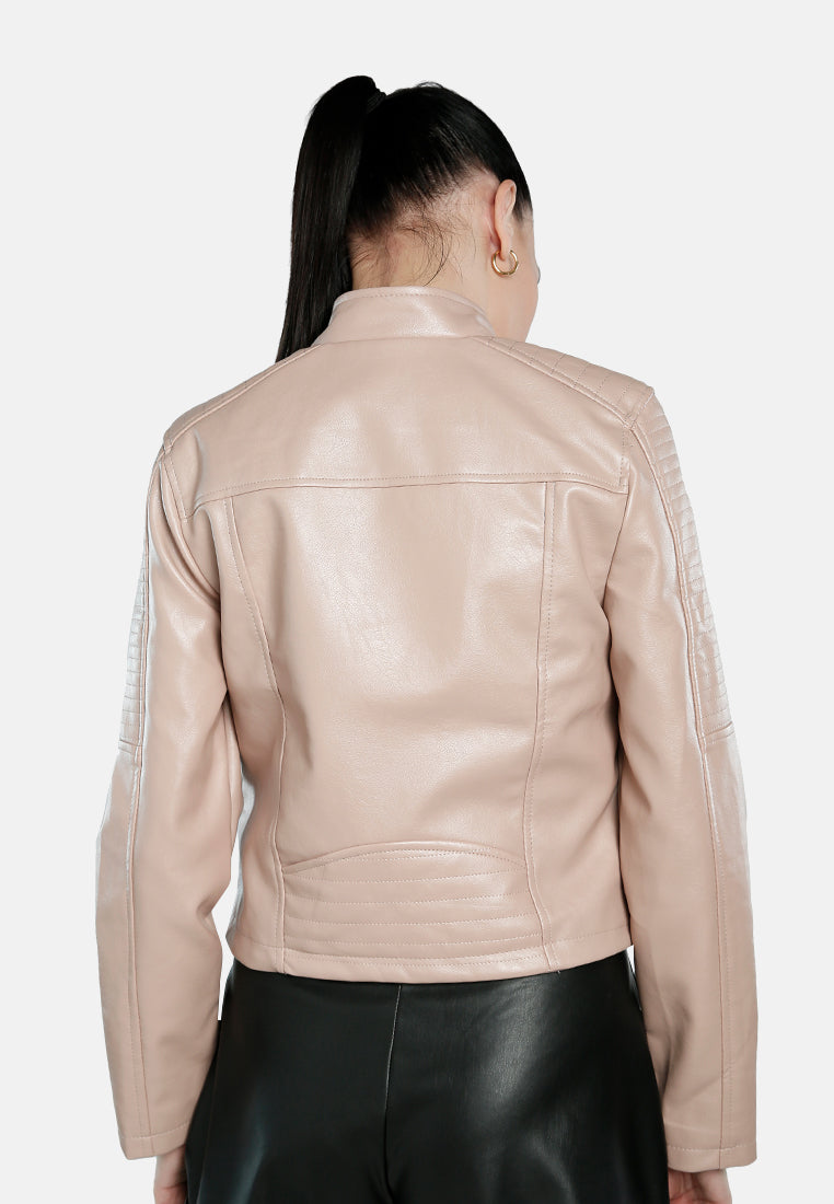 faux leather biker jacket#color_blush