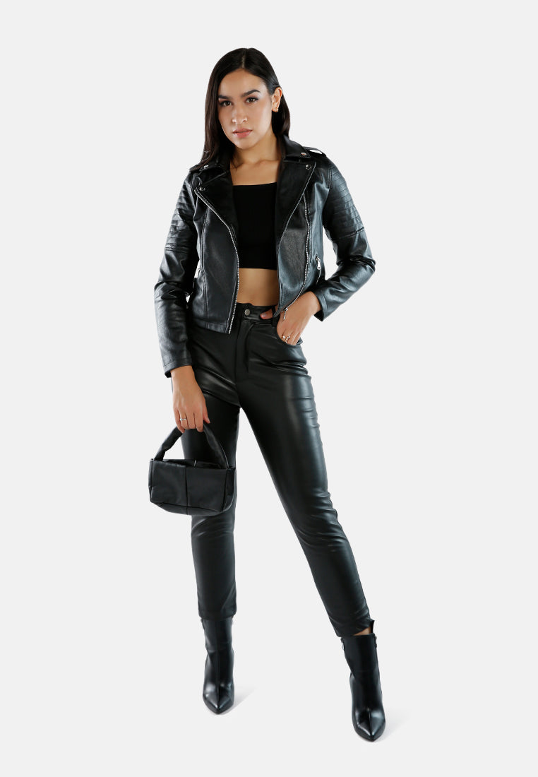 faux leather biker jacket#color_black