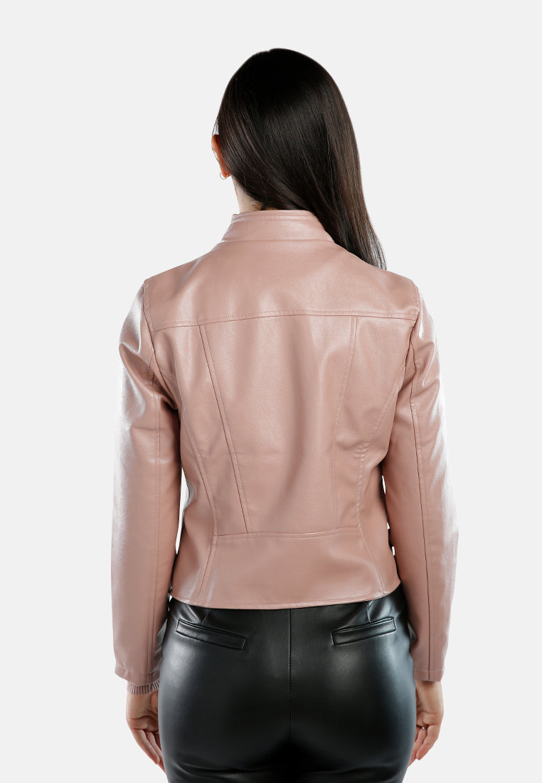 faux leather biker jacket#color_mauve