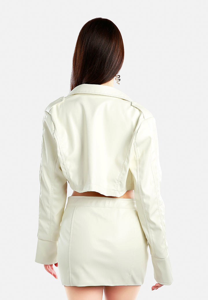 faux leather crop jacket by ruw#color_cream