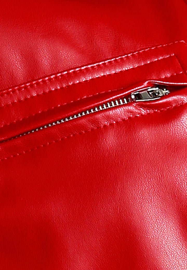 faux leather crop jacket#color_red