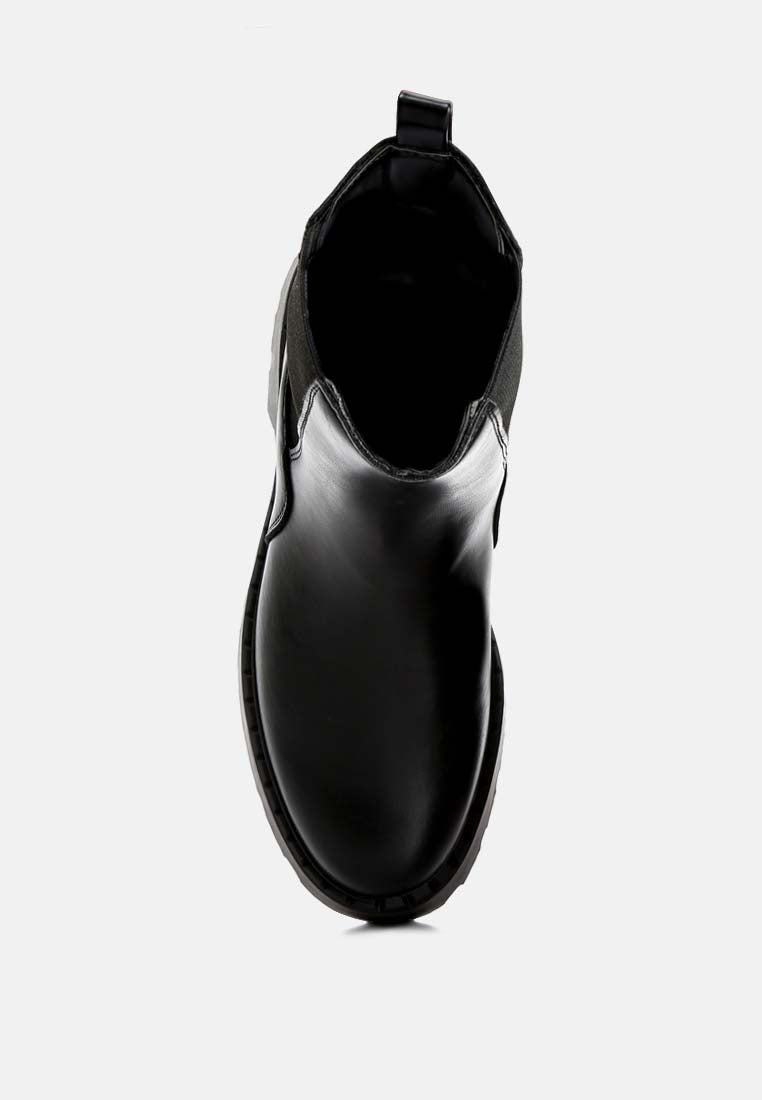 faux leather elasticated chelsea boots by ruw#color_black