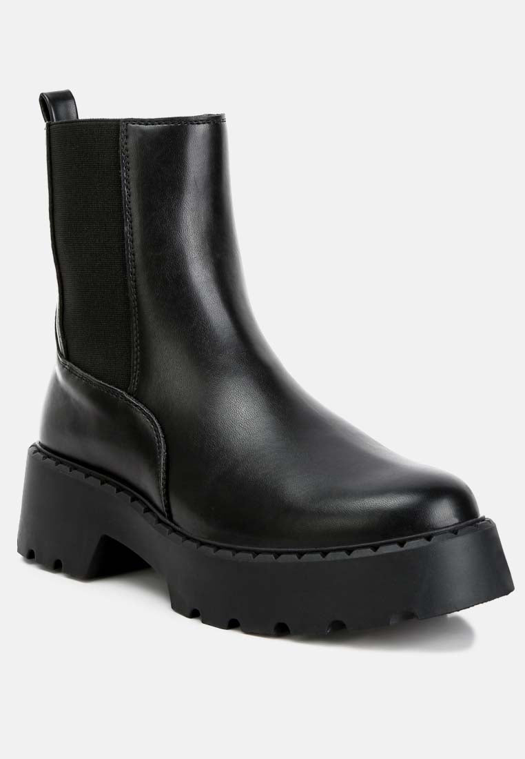 faux leather elasticated chelsea boots by ruw#color_black