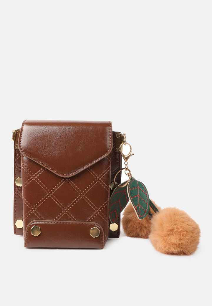 faux leather mini sling bag#color_espresso