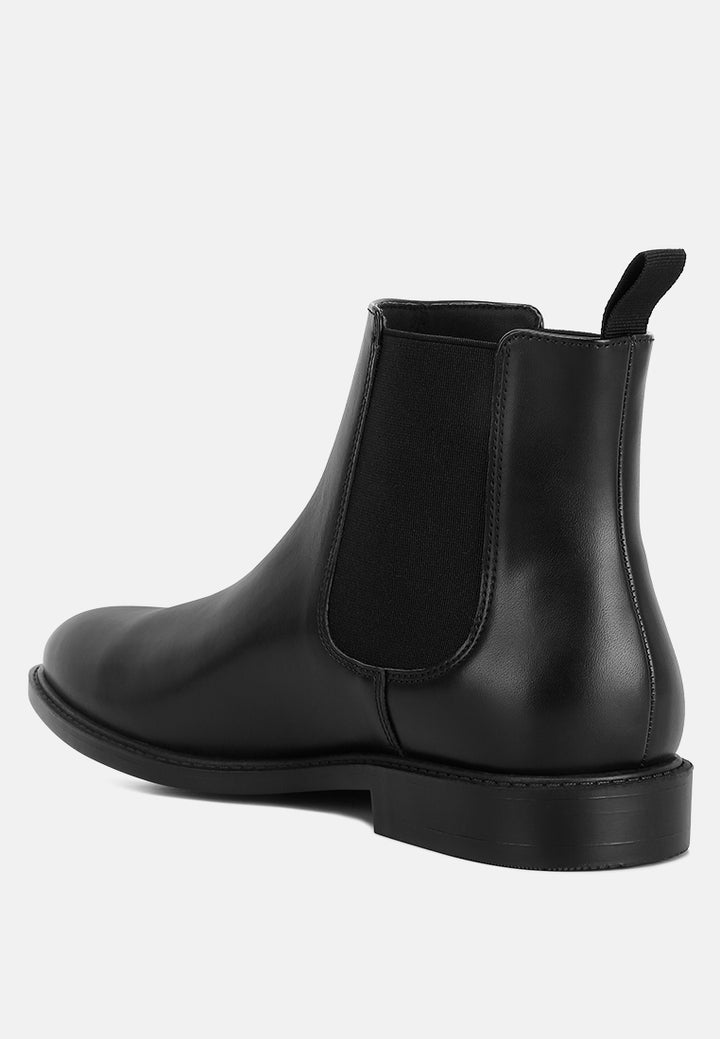 faux leather pull tabs boots#color_black