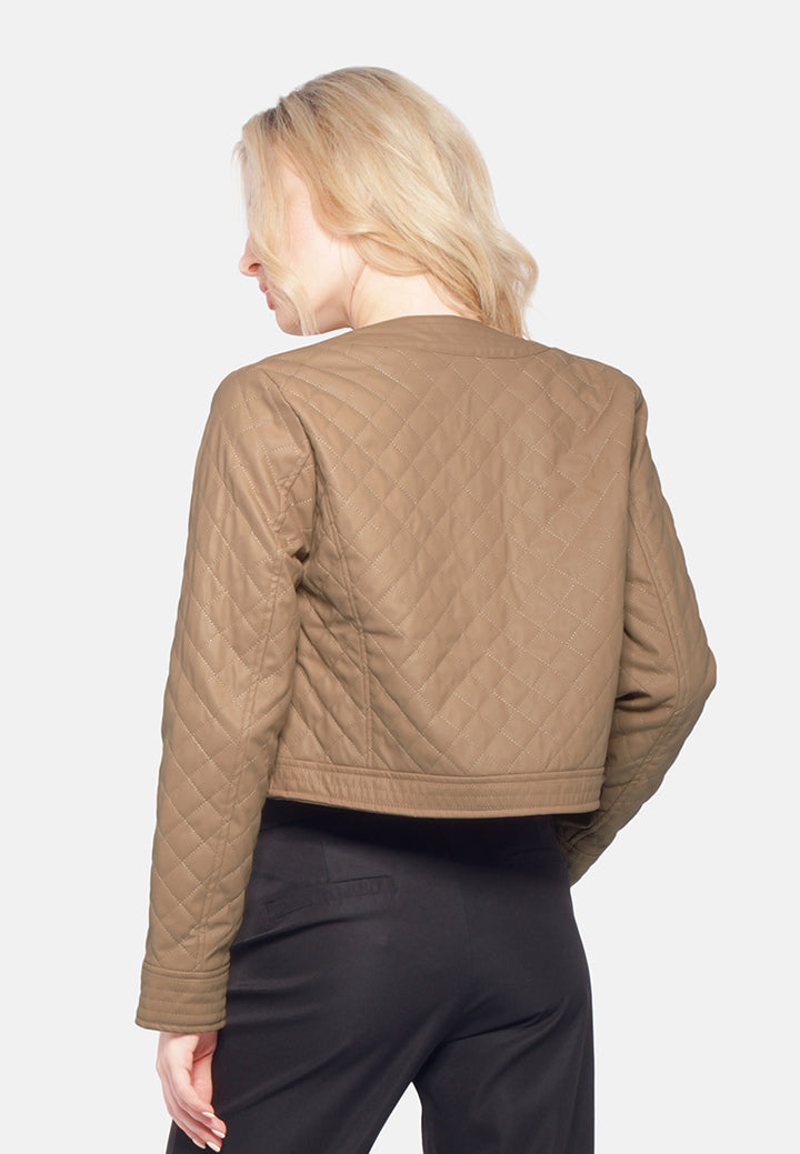 faux leather quilted jacket#color_taupe