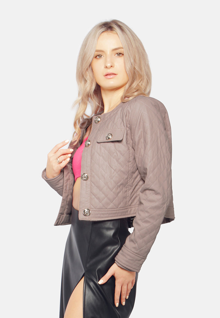 faux leather quilted jacket#color_blush