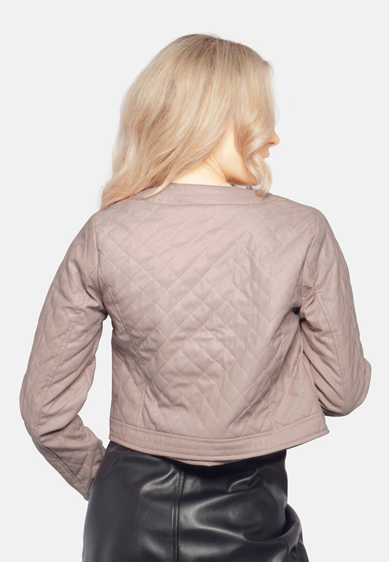 faux leather quilted jacket#color_blush