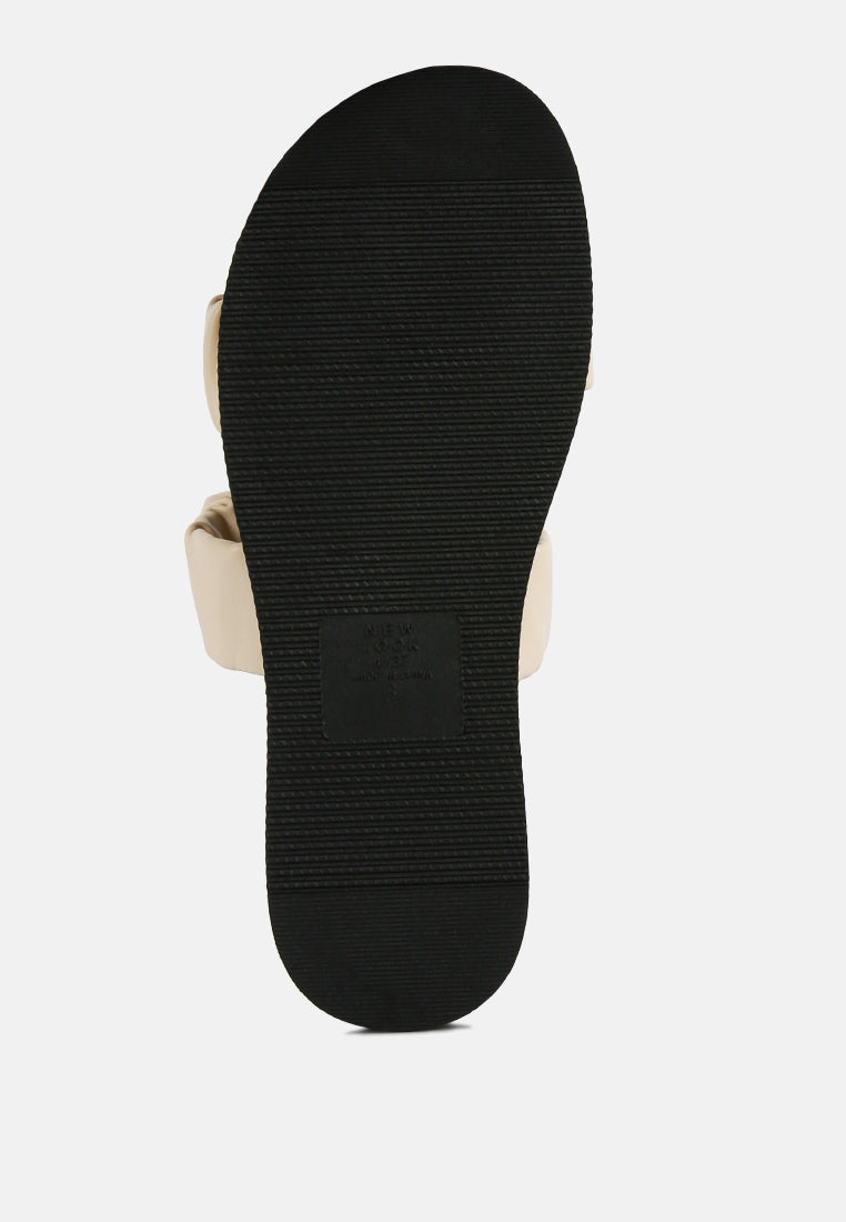 faux leather ruched strap platform sandals#color_beige