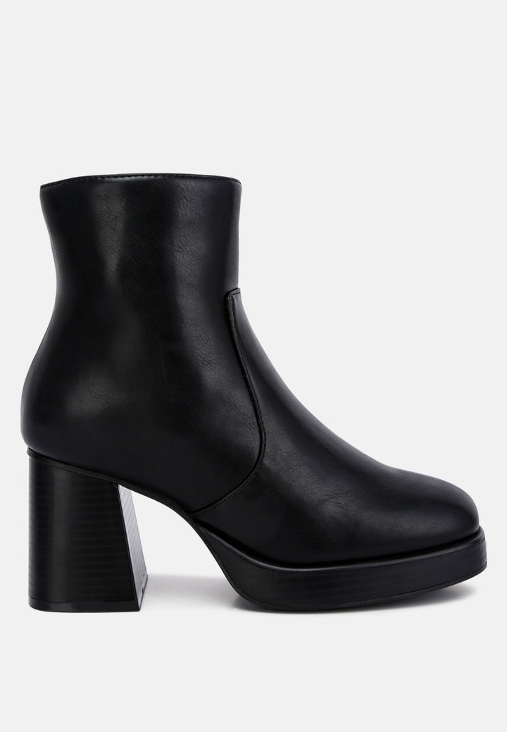 faux leather side zipper closure boots by RUW#color_black