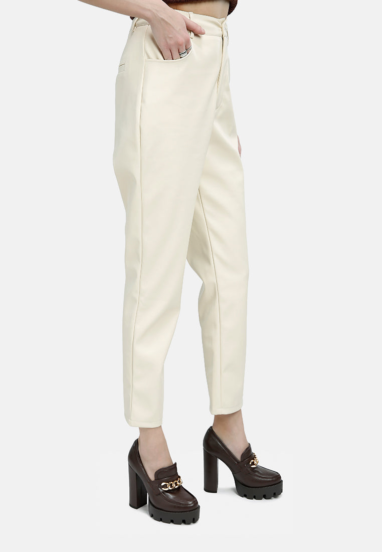 faux leather straight pants#color_cream