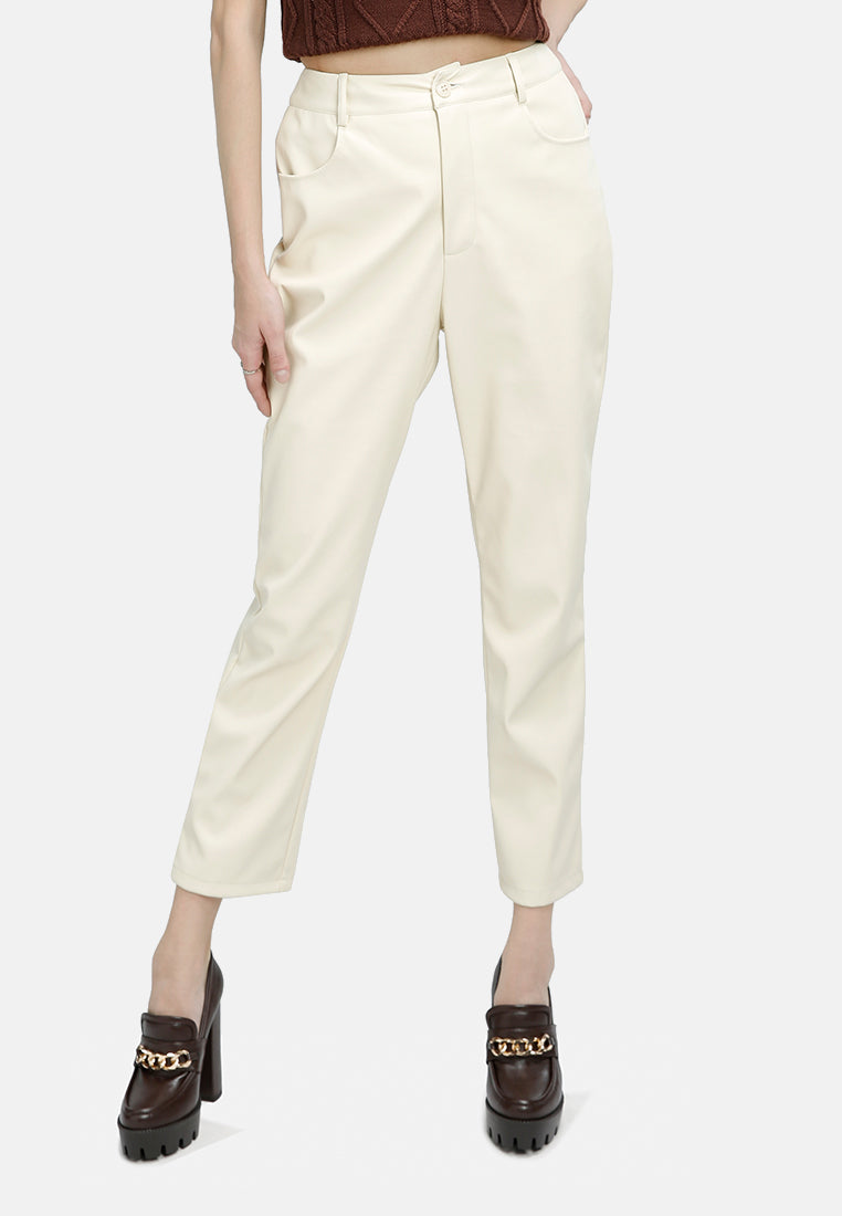 faux leather straight pants#color_cream