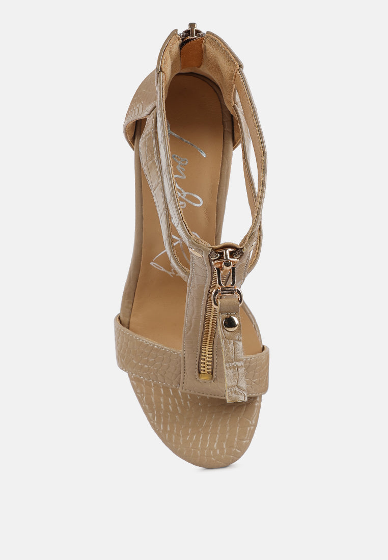 London Rag Felicity Buy Felicity Zip Up Croc Textured Sandals | Women High Heels | London Rag