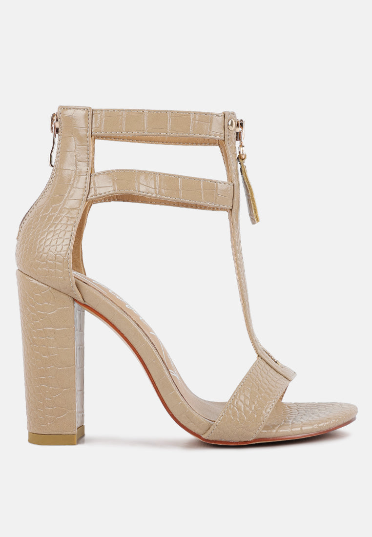 London Rag Felicity Buy Felicity Zip Up Croc Textured Sandals | Women High Heels | London Rag