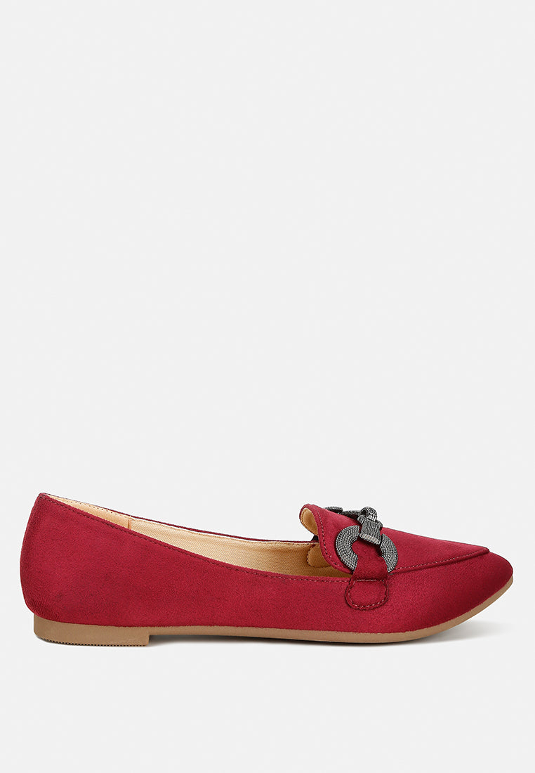 horsebit detail flexible loafers by ruw color_burgundy