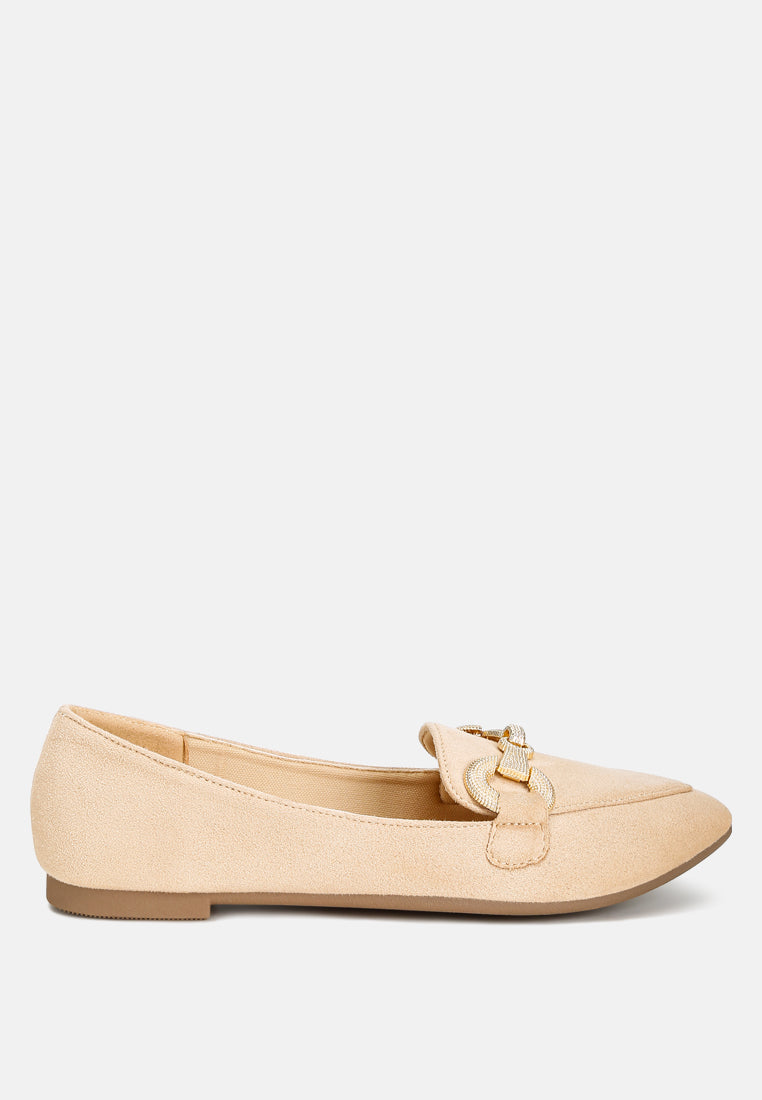 horsebit detail flexible loafers by rag #color_beige