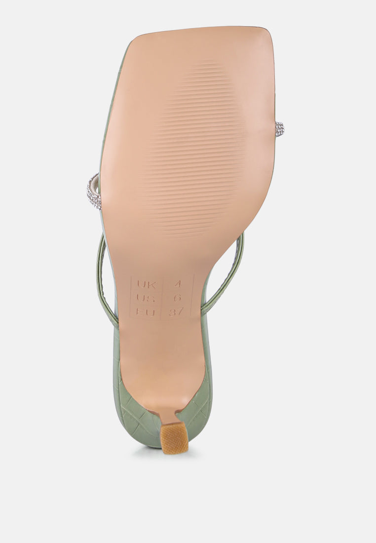 fetish croc rhinestone slider sandals#color_green