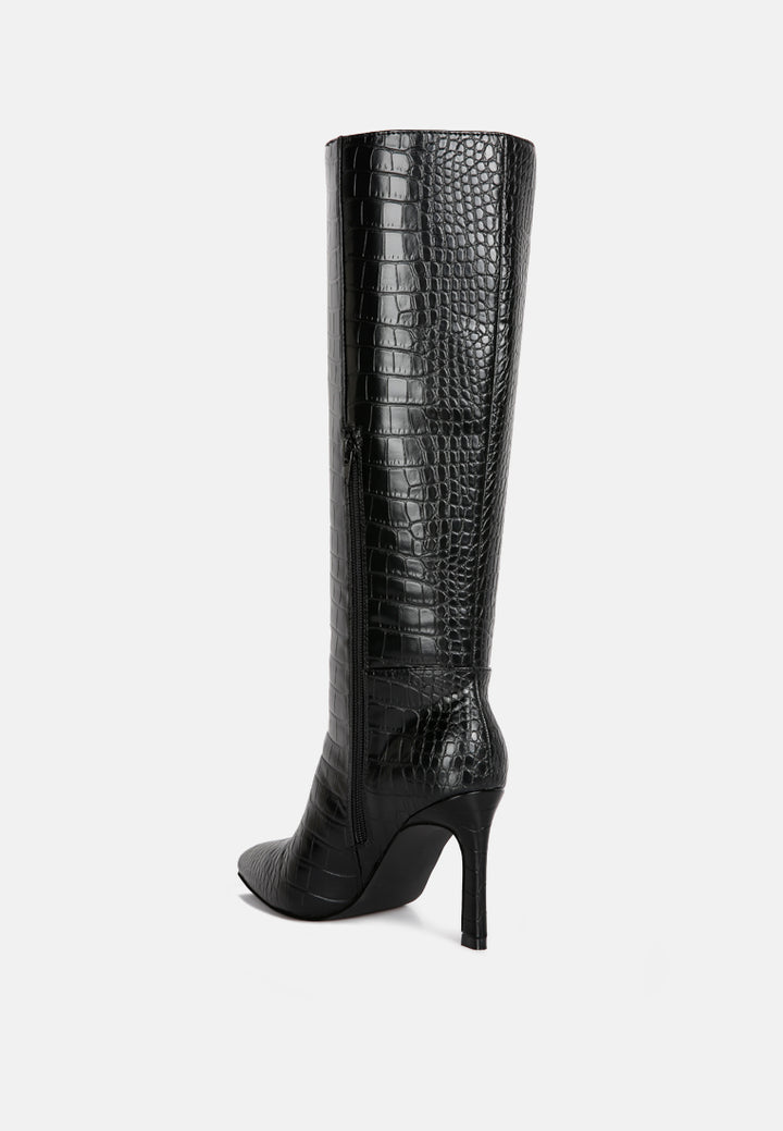 fewocious croc high heel calf boots#color_black
