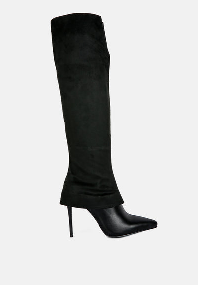 fifido fold-over stiletto knee boots#color_black