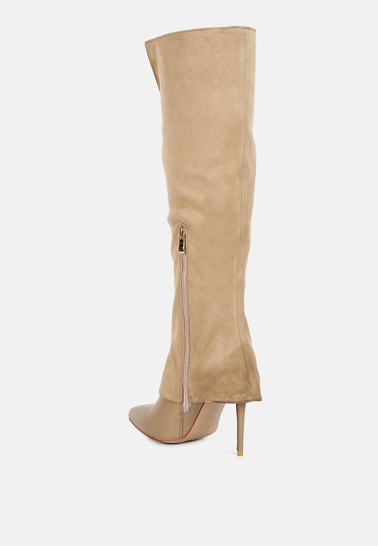 fifido fold-over stiletto knee boots#color_taupe