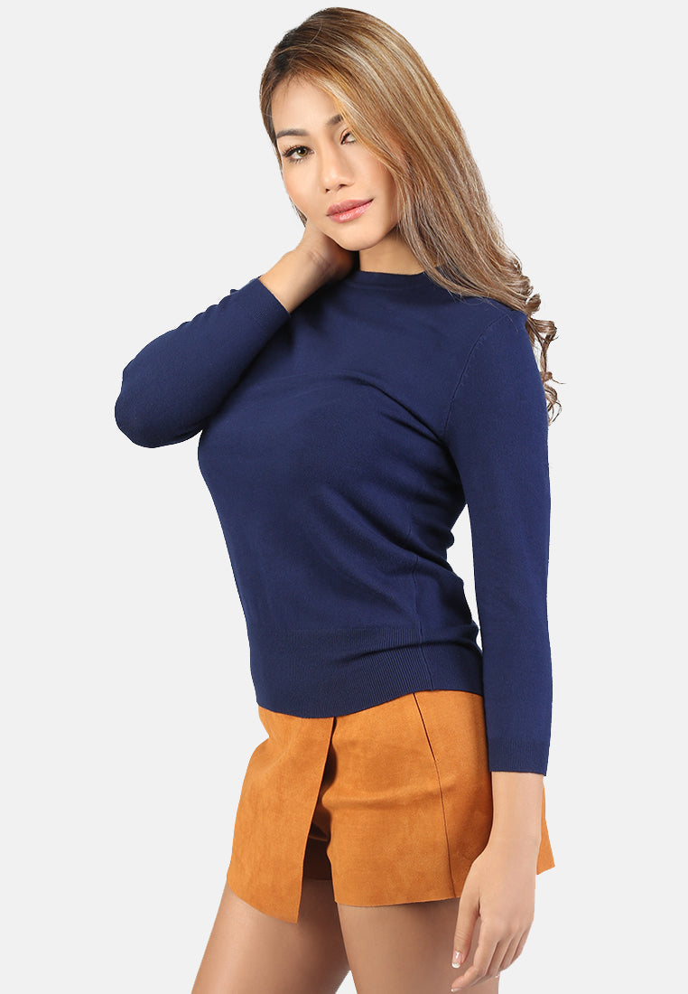 fine knit striped sweater#color_navy