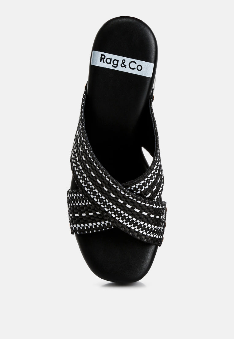 finley raffia high block heel clogs#color_black