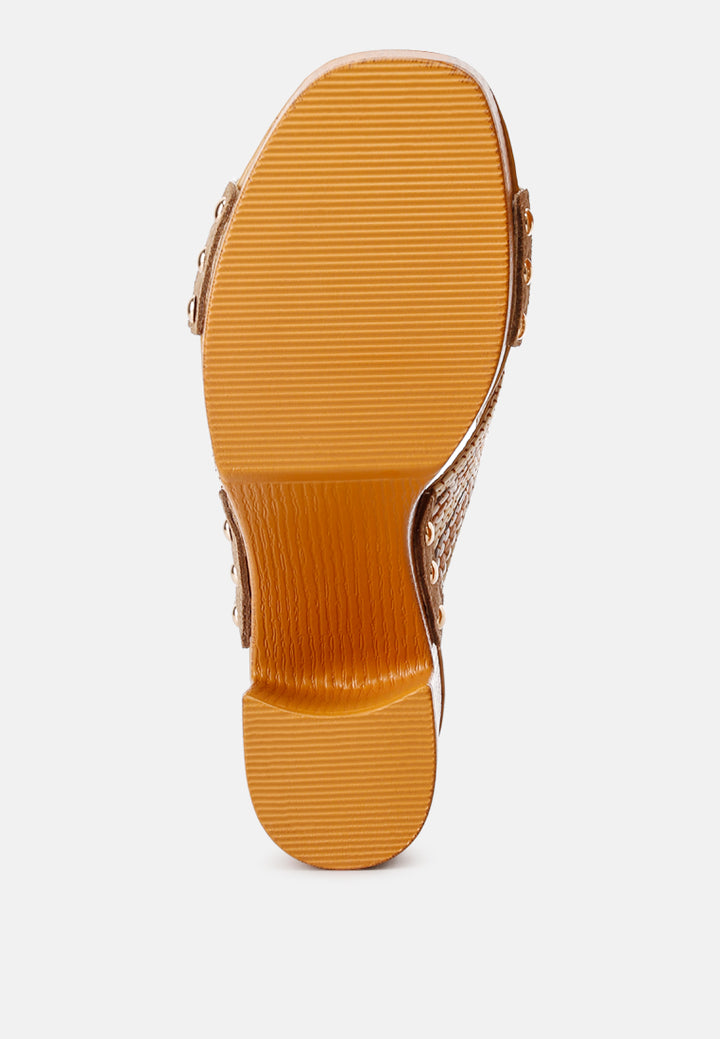 finley raffia high block heel clogs#color_tan