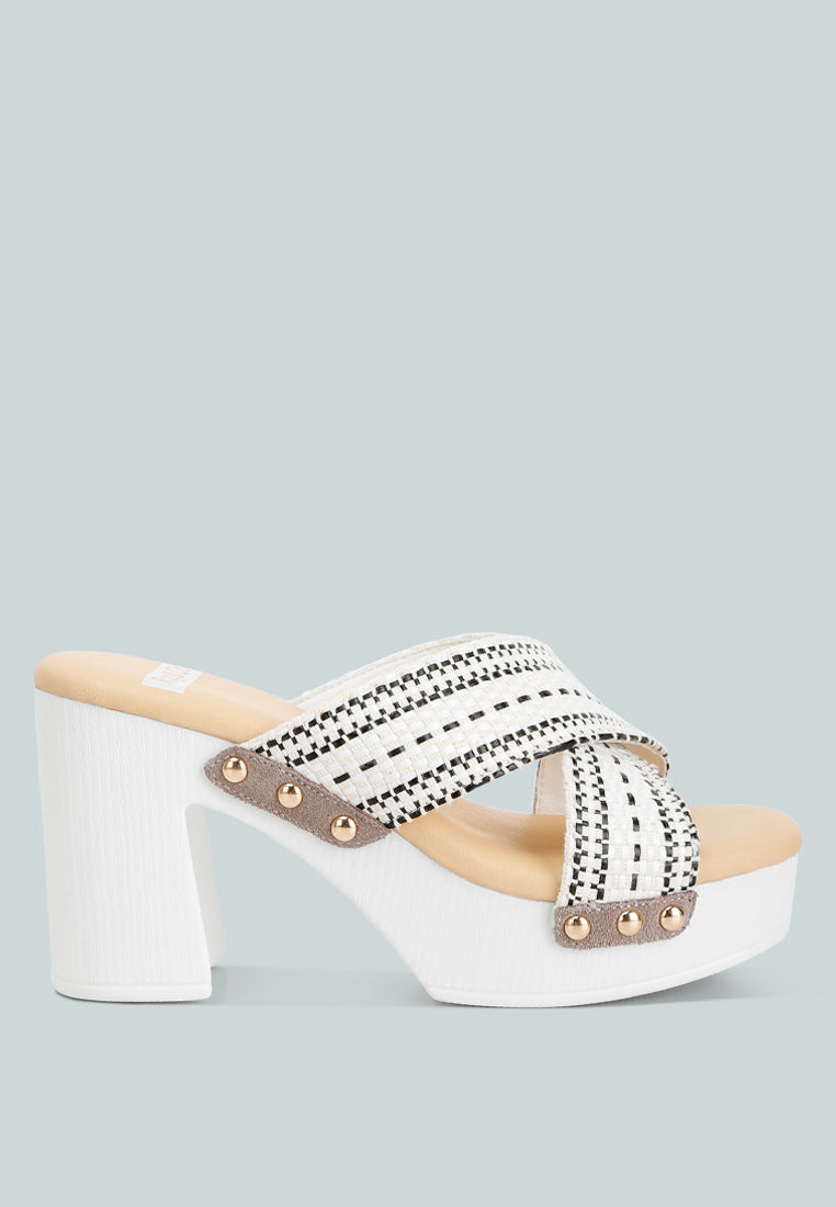 finley raffia high block heel clogs#color_white