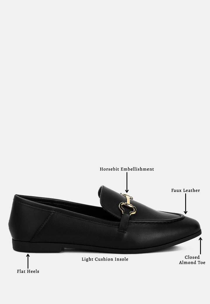finola horsebit embellished loafers#color_black