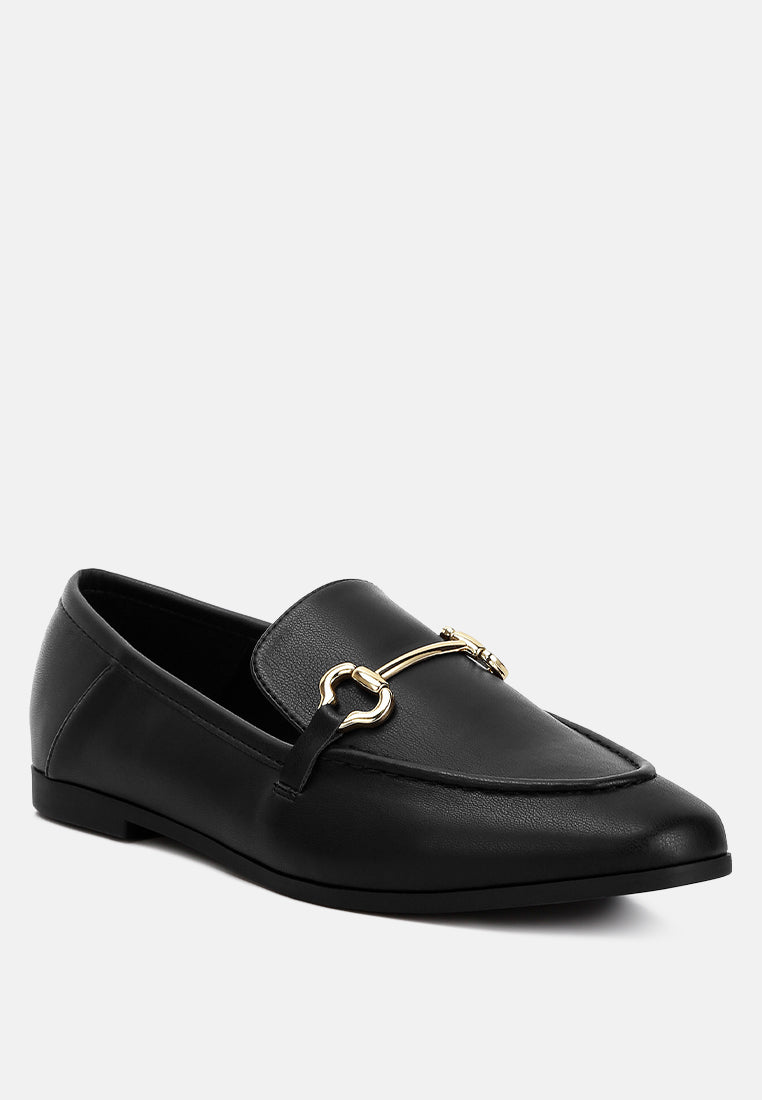 finola horsebit embellished loafers#color_black