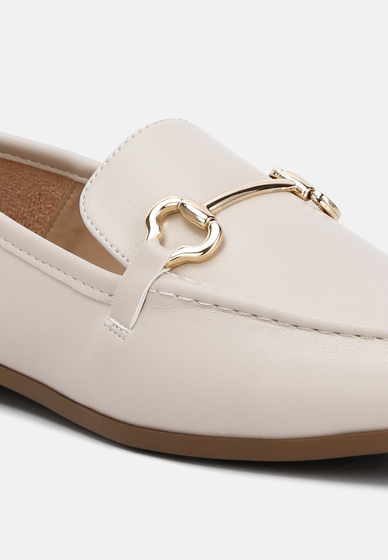 horsebit embellished loafers by ft#color_ecru