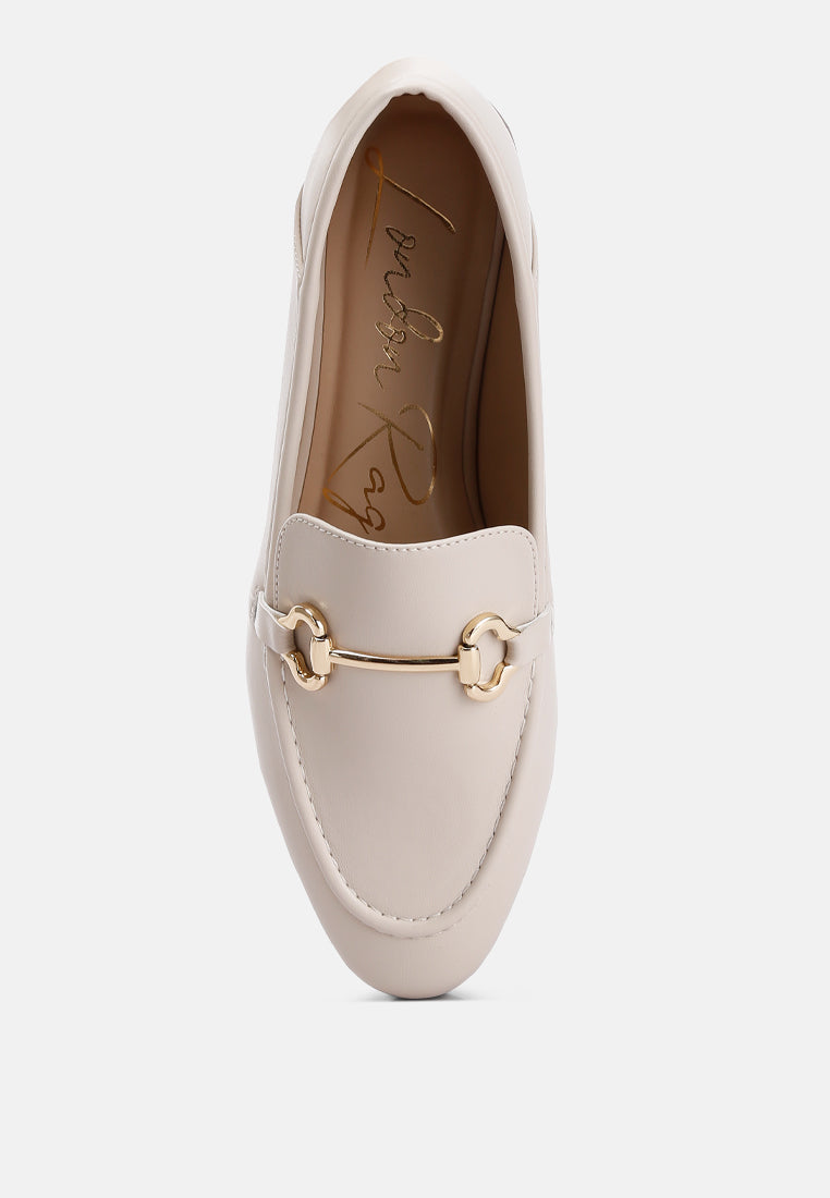 horsebit embellished loafers by ft#color_ecru