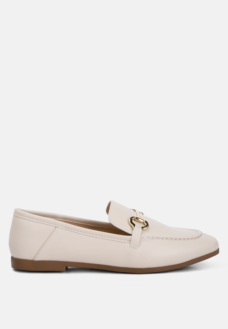 horsebit embellished loafers by ft#color_ecru