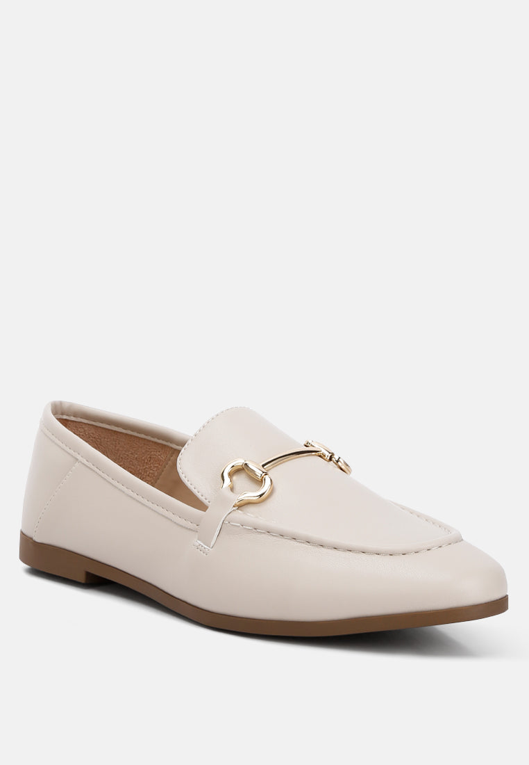 horsebit embellished loafers by mode#color_ecru