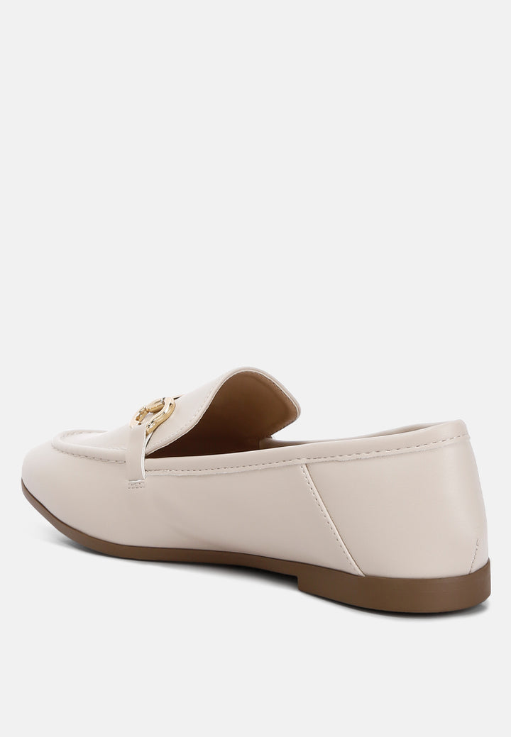 horsebit embellished loafers by ft#color_ecru