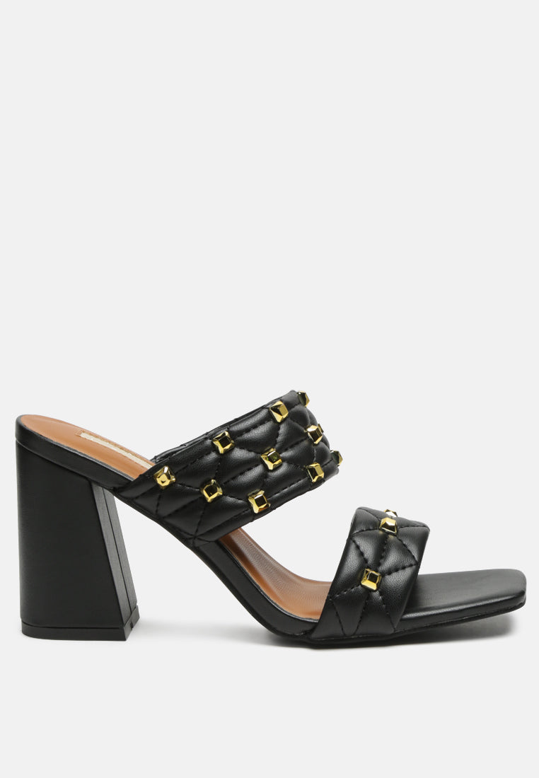 fischer stud embellished block heel sandals by ruw#color_black