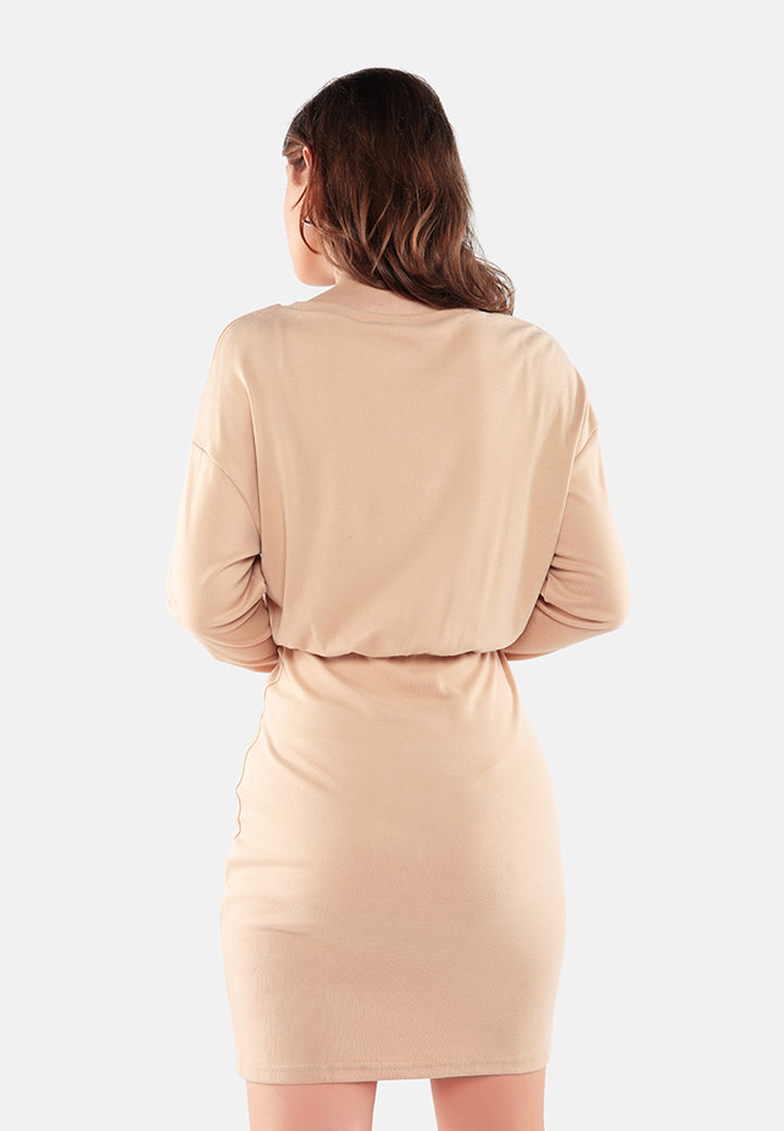 fitted button detail bodycon dress#color_khaki