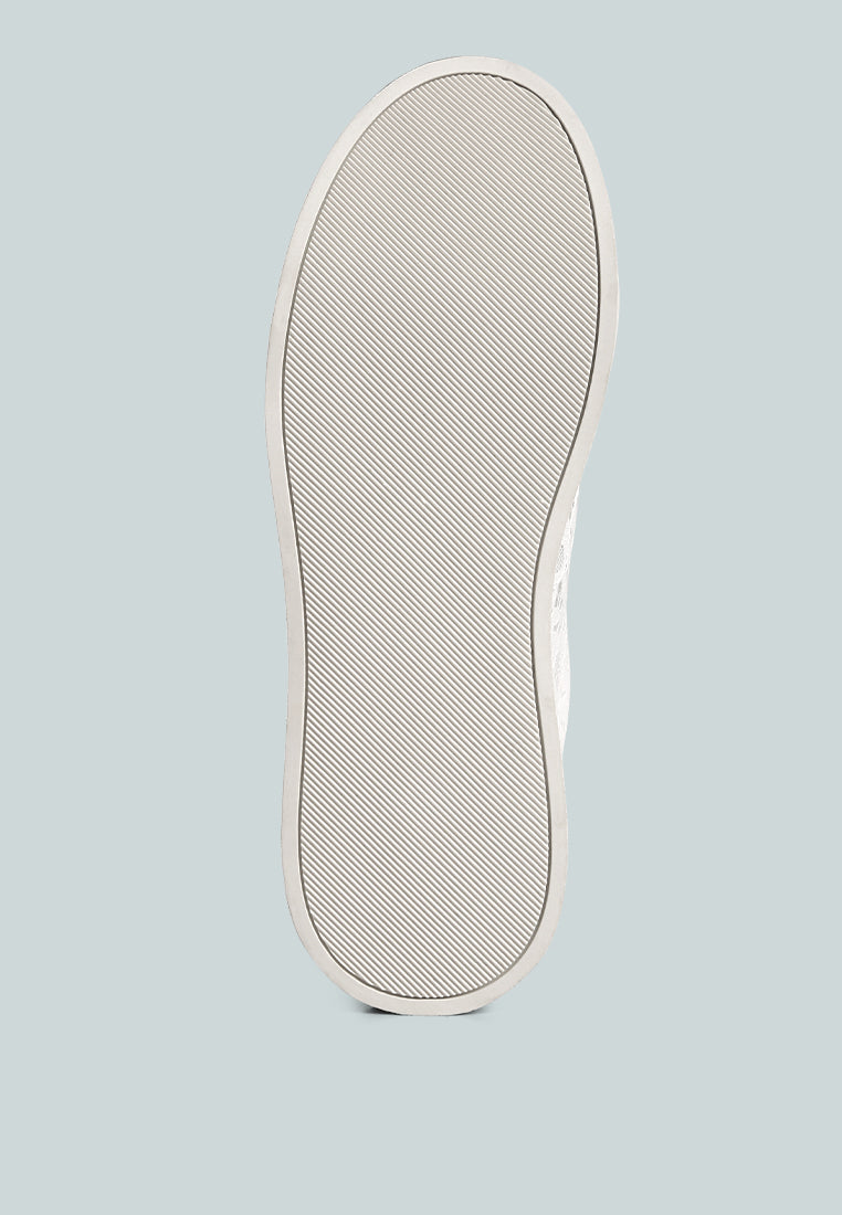 flakes lace detail low platform sneakers#color_white