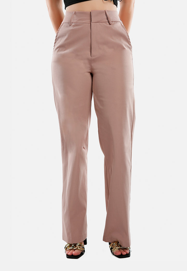  flared hem high waist pants#color_dusty-pink