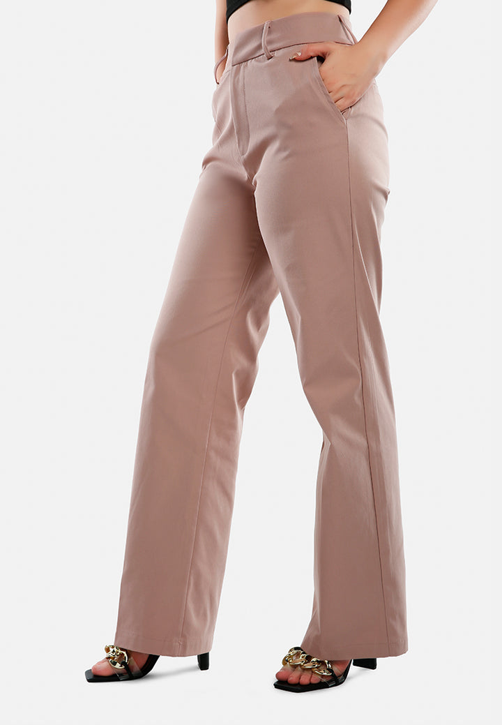  flared hem high waist pants#color_dusty-pink