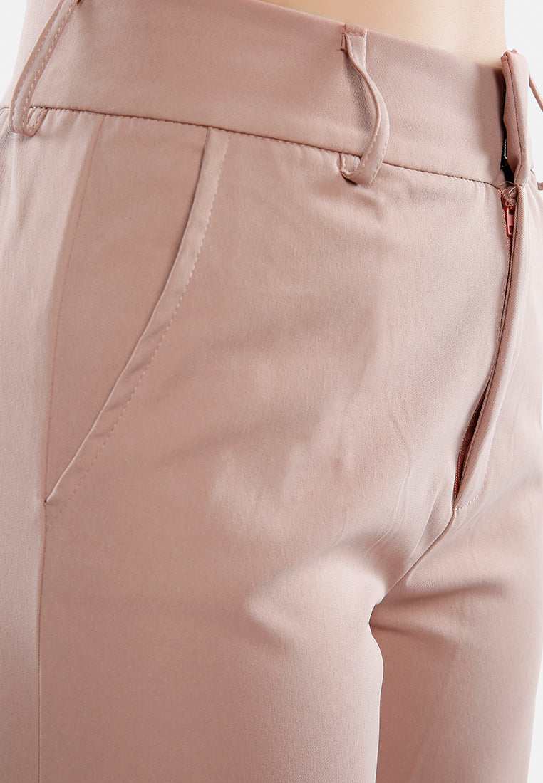 flared hem high waist pants by ruw#color_dusty-rose