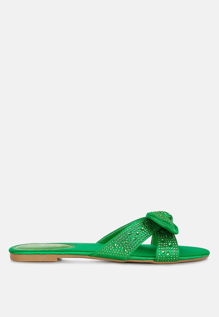 fleurette bow flat sandals#color_green