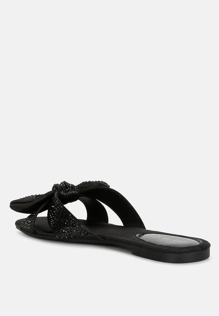 fleurette bow flat sandals#color_black