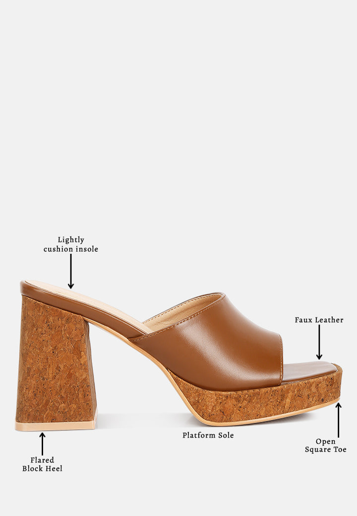 flexes flared block heel sandals#color_tan