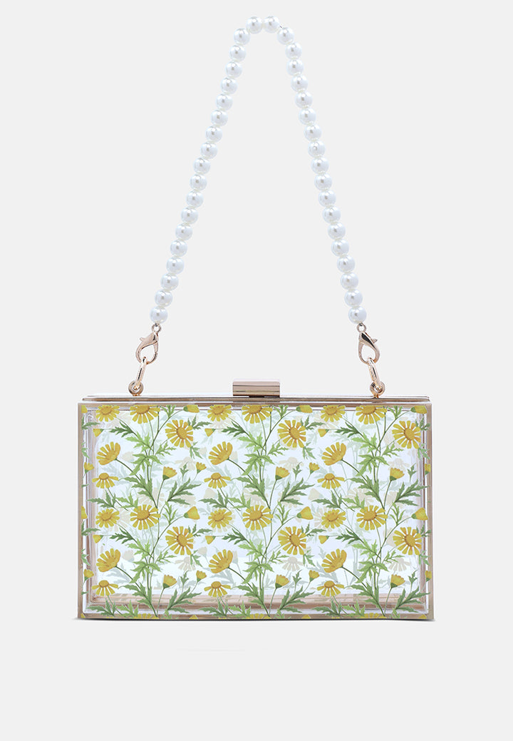 floral print clear clutch bag#color_transparent