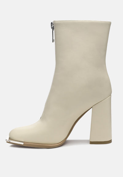 flower blade square toe zip up ankle boots#color_beige
