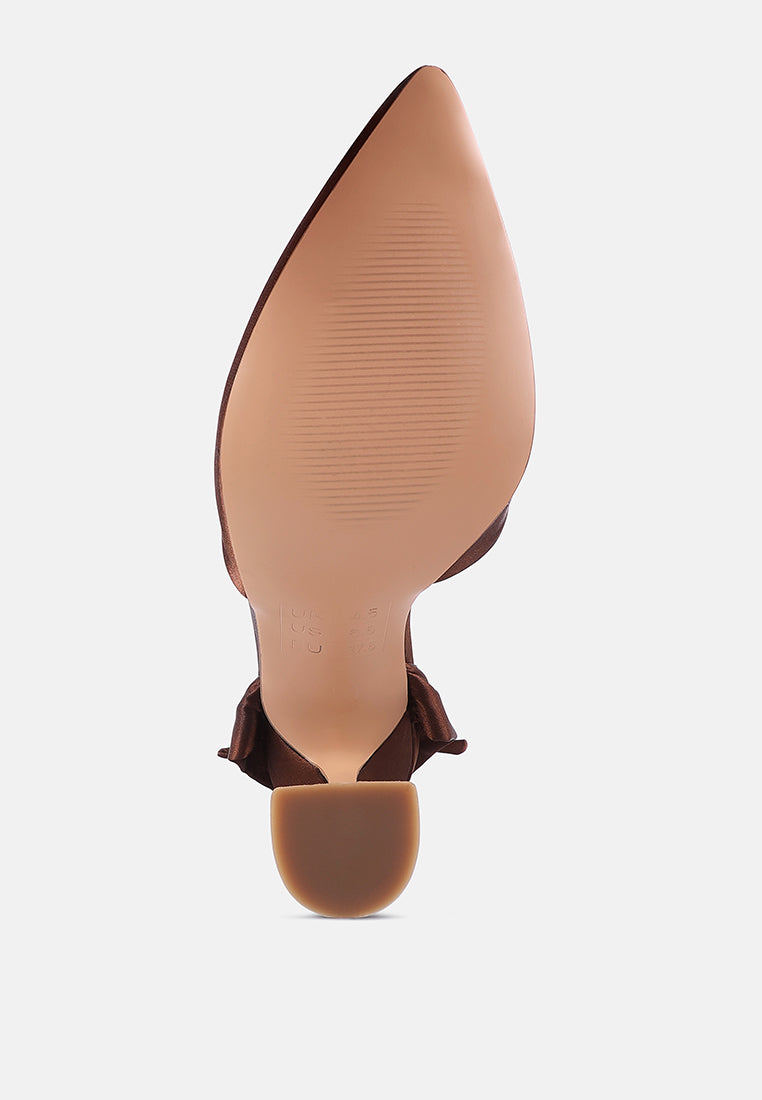 fonda mid heel tie up satin sandals#color_mocca