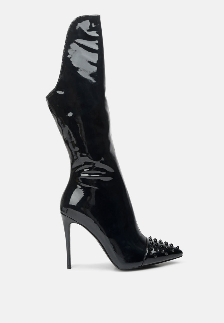 forbidden stud stiletto calf boots#color_black