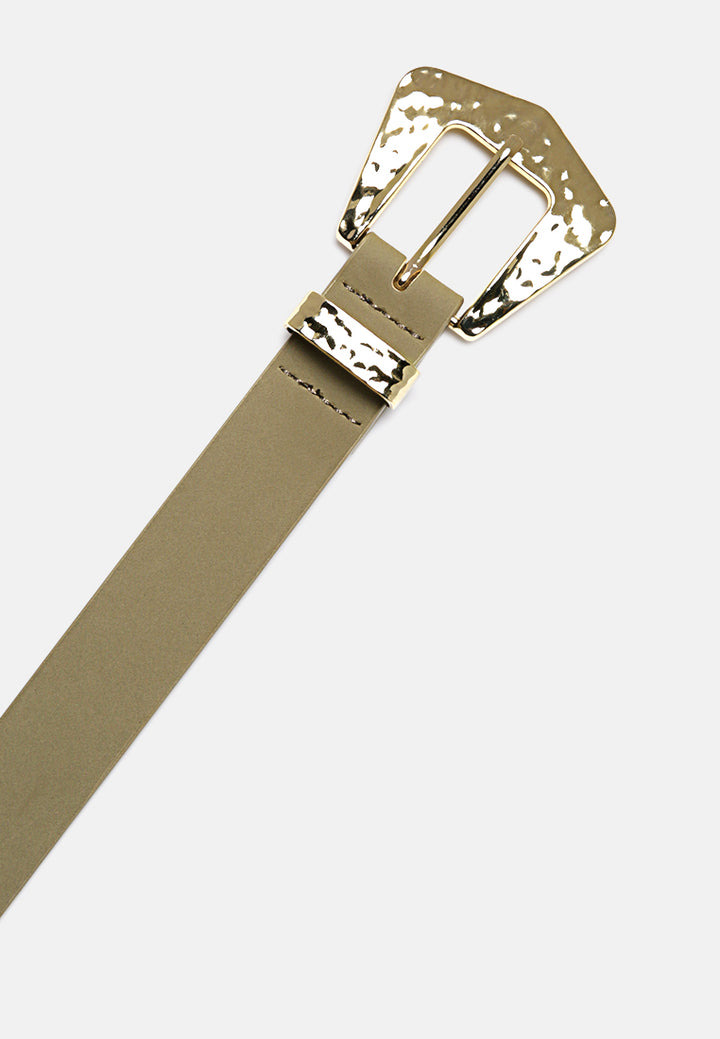formal party metallic buckle belt#color_army-green