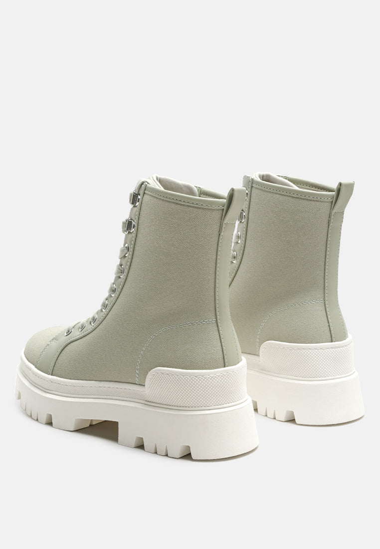 fornax lace -up  lug sole combat boots#color_green